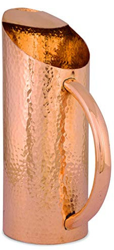 Pure Copper Jug Water Pitcher Copper for Ayurveda Healing No Inner Liner Copper Pitcher Vessel Ayurveda Jug for Drinking Water, Moscow Mule, Cocktail 1.5L (Design-4)