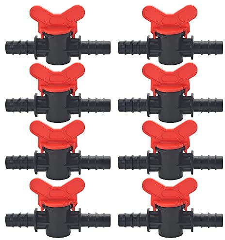 WMYCONGCONG Tropfbewässerungsschalterventil, 16 mm, Kugelhahn mit Widerhaken, für 1,27 cm (1/2 Zoll) Doppelstecker mit Widerhaken, Tropfbewässerung, Aquariumschlauch (8 Stück)
