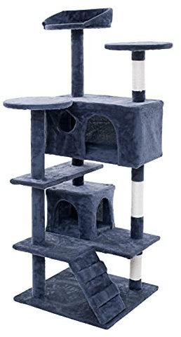 ESTEXO Katzenkratzbaum Kratzbaum Katzenbaum 130 cm Spielbaum Kletterbaum für Katzen Kratzmöbel Spielmöbel Dunkelgrau