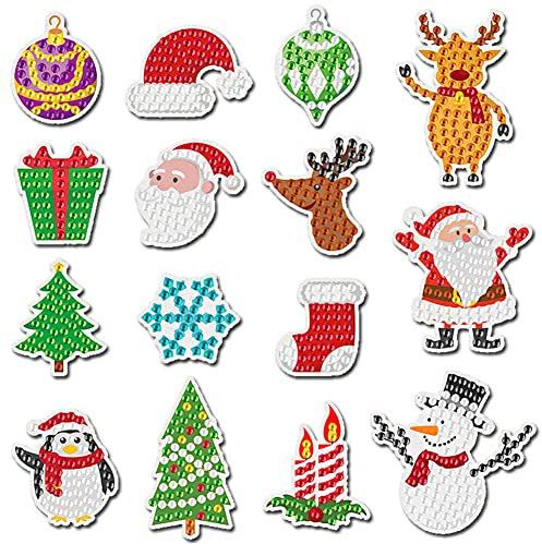 MEZHEN Weihnachten Diamond Painting Kinder 5D Diamant Painting Weihnachtsmann Weihnachtsbaum Schneemann Diamant Malerei Aufkleber Weihnachten Deko Malen Nach Zahlen Mitgebsel Geschenk