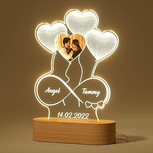 Lámpara Acrílica De Corazón Personalizada, Ilusión De Diseño De Amor En 3d - Lámpara Led Personalizada Para Regalar El Día De La Madre