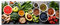 Leinwandbild Fresh Fruits & Vegetables 60 x 150 cm - Der Lifestyle Panorama Hingucker für Ihr Esszimmer und Küche | Bild auf Leinwand Wandbild Küchenbild | Obst Gemüse Früchte Gewürze | Deko Home XXL