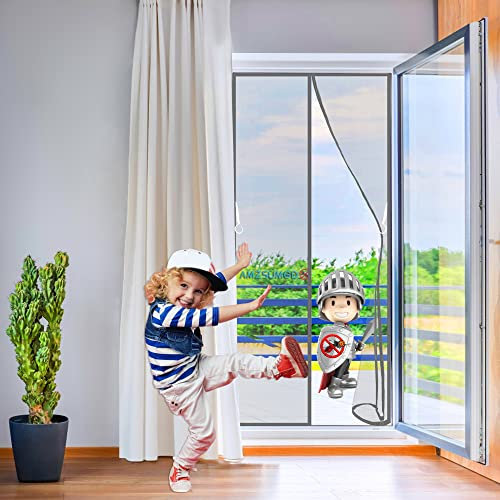 Tenda Zanzariera Magnetica Finestra, Tenda Calamita Zanzariera, Adsorbimento Magnetico Pieghevole Totalmente Magnetica, Porte per Balconi Portefinestre 135 x 200 cm Grigio