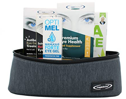 The Eye Doctor Premium Dry Eye Kit - Hot Cold Compress Mask, Eyelid Wipes, Intensive Drops, Vitamin Supplement & Gel - Treatment Pack, Blepharitis MGD - Cleansing Soothing Relief
