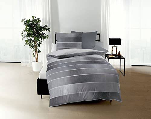 Kaeppel - Biancheria da letto Timeless in flanella (peltro 579, 1 x 80 x 80 + 1 x 155 x 220 cm)