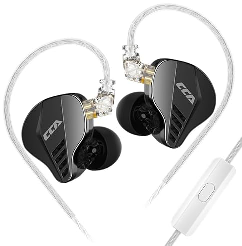 CCA Pianist in-Ear Monitor 2BA+1DD Hybrid Triple Drivers Earbuds HiFi Bass Noise Isolation Earphones, Clarity Stereo Sound Comfortable Headphones for Audio Engineers, Musicians(with Mic)