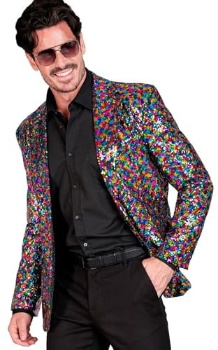 W WIDMANN MILANO Party Fashion - Party Fashion Jackett mit Pailletten für Herren, Disco Fever, Anzugjacke, Schlagermove