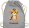 Turnbeutel Rucksack - Süße Wildtiere Tiger - Unisize - Hellgrau - tiger, stofftasche tiermotiv personalisierte tigermotiv personalisieren motiv geschenke zootiere