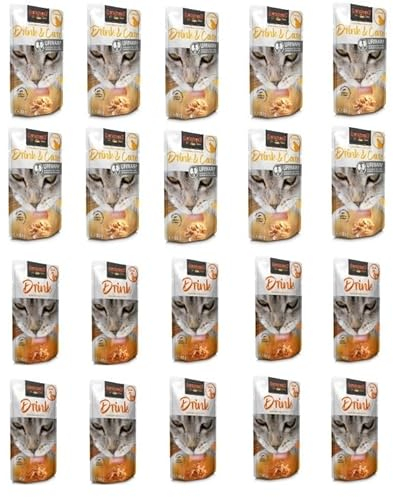 Leonardo Drink [20x40g Paquete múltiple Mezcla De Sabores] Bebida para Gato | Alimento complementario para Gatos (10 x Pollo 10 x Pato)