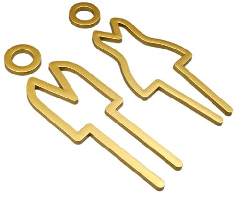 kawehiop Lightweight And Durable Bathroom Toilet Door Sign Any Restroom Men Women Toilet Sign Indicator Acrylic Toilet Symbol, Gold(Type 2