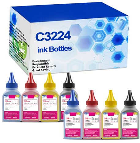 C3224-kompatible Tintenflaschen als Ersatz für Lexmark C3224 (C3210K0 C3210C0 C3210M0 C3210Y0). Zur Verwendung mit dem Drucker C3224dw C3326dw C3426dw MC3224adwe MC3224dwe MC3224i.,2 Sets-1 Pack