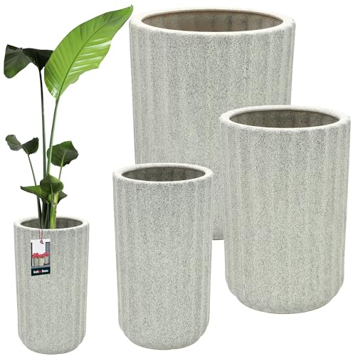 KOTARBAU® 3er Set Keramik Blumentopf ⌀ 19 cm H: 41 cm / ⌀ 25 cm H: 44 cm / ⌀ 31 cm H: 47 cm Olivgrün Blumen Übertopf Blumentöpfe Blumentopf Keramik Blumenübertopf Übertöpfe für Zimmerp