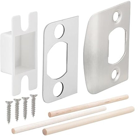 Streysisl Trap Strike Plate, Entrance Door Strike Plate - Door Lock Hardware, Stainless Steel Latch Strike Plate with Washers and Wooden Nails, Locking Pin Buckle Plate