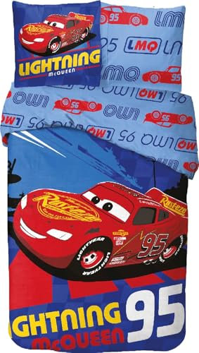 arlis Bettwäsche Cars für Kinder, wendbarer Bettbezug, 140 x 200 cm, Kissenbezug 63 x 63 cm, 100 % Baumwolle (Bettwäsche Cars, 140 x 200 cm)