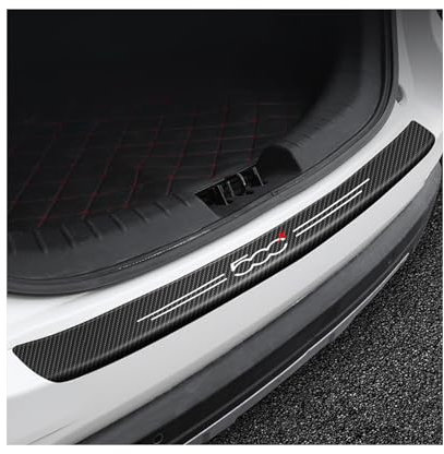 Générique Voiture Fibre Carbone Arrière Pare-Chocs Protection Bande pour Fiat 500X, Autocollant Plaque de Seuil de Coffre Décorer