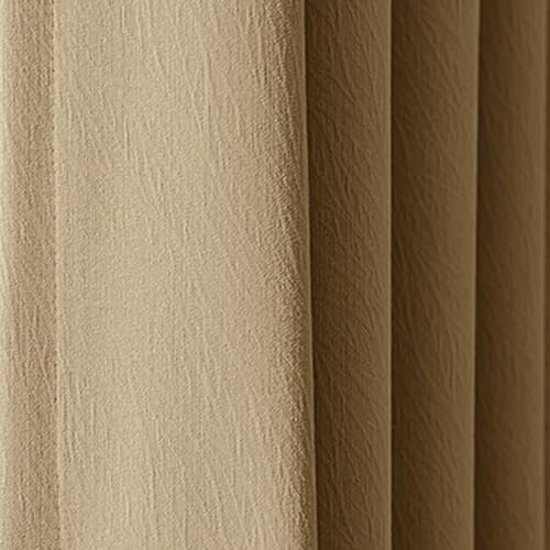 Dsnyu Gardinen Wohnzimmer Braun, Curtains Vintage Volltonfarbe Polyester Vorhang für Schlafzimmer 2er Set 107x183cm BxH