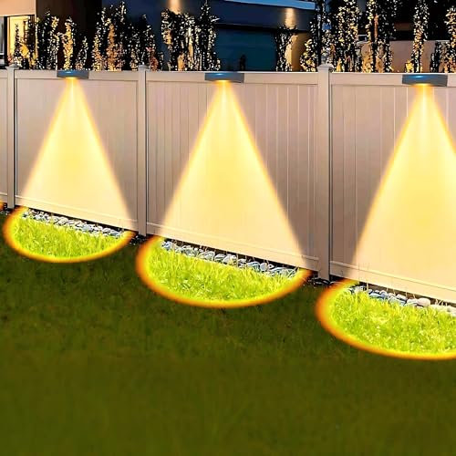 litren Solar Fence Lights Outdoor Wall-Lights, 【6 Pack】 3 Color Modes IP65 Waterproof Solar Lights Outdoor Garden Fence Deco for Patio, Yard, Gate, Pool, Railing, Terraces