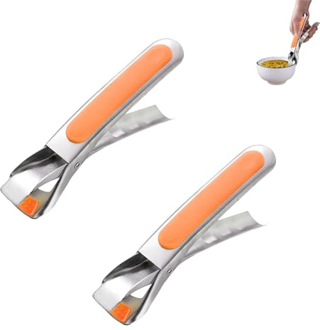 2 stück Airfryer Zange,Retriever Zange für Heißluftfritteuse,Rutschfeste Ofenzange,Rutschfeste Geschirrzange,Schüsselgreifer,Hot Pot,Rutschfester Griff Edelstahl,Anti-Verbrühungsschutz (Orange)