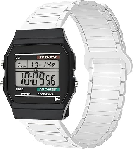 Blueshaweu 18mm 20mm 22mm Armband Kompatibel mit Casio Watch, Weiches Silikon Ganz Magnetisch Einstellbar Uhrarmband Kompatibel Für Casio F105W,F-91W,A168WA,MDV106-1AV / MDV107