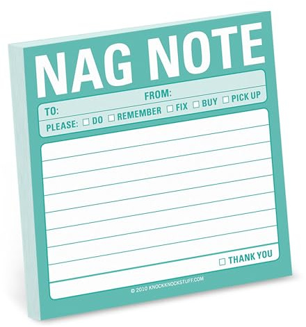 1-Count Knock Knock Nag Note Sticky Notes, to Do List Notepads, 3 x 3-inches Each