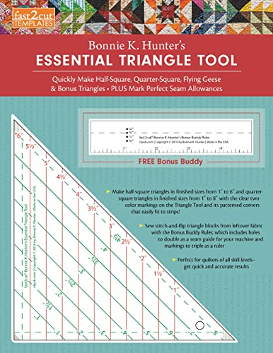 fast2cut® Bonnie K. Hunter's Essential Triangle Tool: Quickly Make Half-Square, Quarter-Square, Flying Geese & Bonus Triangles (Fast2cut Templates)
