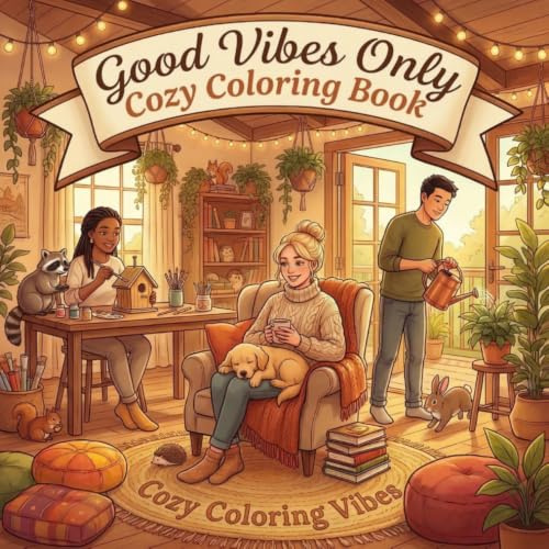 Good Vibes Only Cozy Coloring Book: Simple Bold Line Design Adult Coloring Book | Cute Animals, Morning Rituals, Peaceful & Comforting Homebody Scenes ... & Cute Coloring Book Collection, Band 2)