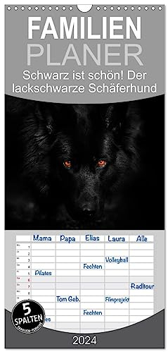 Familienplaner 2024 - Schwarz ist schön! Der lackschwarze altdeutsche Schäferhund mit 5 Spalten (Wandkalender, 21 cm x 45 cm) CALVENDO: Der besondere Schäferhund (CALVENDO Tiere)