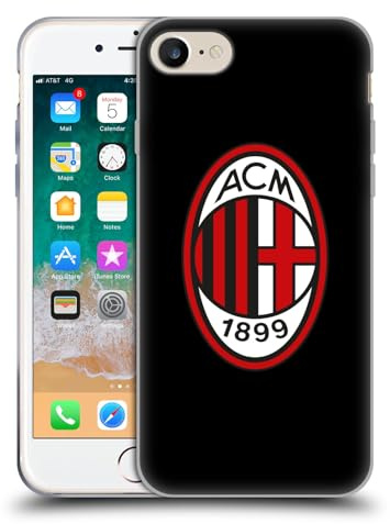 Head Case Designs Offizielle AC Milan Volle Farbe Schwarz Wappen Gelhülle [Militärischer Schutzgrad] Kompatibel Mit Apple iPhone 7/8 / SE 2020 & 2022 Und Kompatibel Mit MagSafe