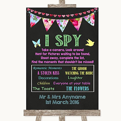 Bright Bunting Chalk Wedding Sign Collection Bright Bunting Chalk I Spy Disposable Camera Wedding Sign