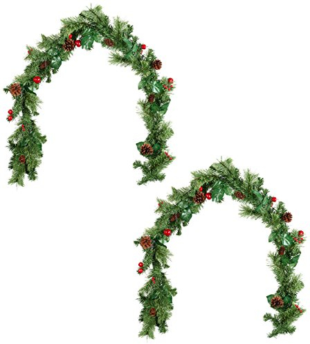 Britesta LED Girlande: 2er-Set Deko-Tannengirlande mit 20 LEDs, geschmückt, 180 cm (Tannengirlande mit Lichterkette, Türgirlanden Weihnachten, Weihnacht)
