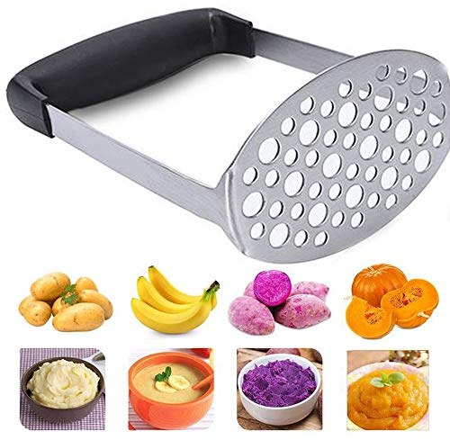 Xinlie Kartoffelstampfer Gemüsestampfer Spätzlepresse Gemüsestampfer Kartoffel Stampfer für Spülmaschinengeeignet, Kartoffelbrei, Cremiges Kartoffelpüree, Gemüse und Früchte mit Gummierter Griff