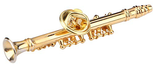 Hztyyier Klarinette Brosche Musikinstrument vergoldet Frauen Brosche Pins mit Geschenkbox für Sammlung