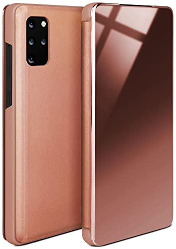 moex Void Case für Samsung Galaxy S20 Plus / 5G Hülle in Hochglanz Optik, Clear View Cover Spiegelhülle, Flip Case 360 Grad Schutzhülle mit Spiegel, Rundumschutz Handyhülle, Rose-Gold