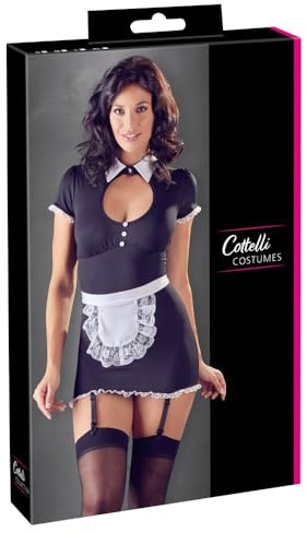 COTTELLI COSTUMES Zimmermädchen - 2-teiliges Dienstmädchen-Kostüm für Frauen, mit Spitzen-Details, enganliegend, schwarz/ weiß