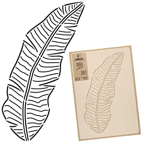 NAKLEO Pochoir pour Peinture Murale Grand Format 59x95cm, Modèle en Plastique et Réutilisable, Feuille Banane Art Déco Contour, DIY Bricolage Artisanat Décoration a Peindre, Bois Tissu Mueble