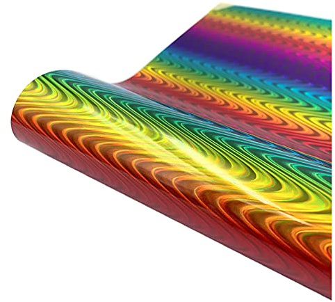Selbstklebende Holographische Regenbogen Vinyl Rolle, Dekofolie Möbelfolie Tapeten selbstklebende Folie, Aesthetic Stickers Wasserdicht für Laptop Skateboard Auto Motorrad Koffer Snowboard iPhone (E)