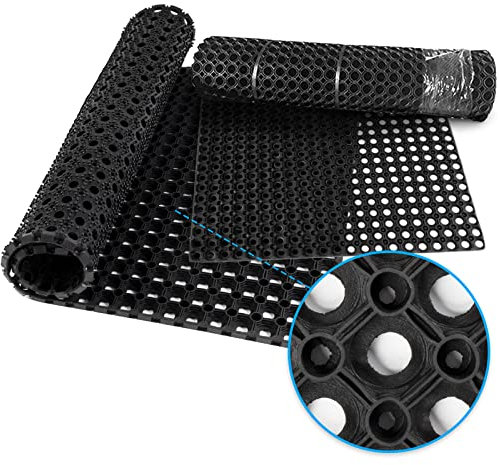 Floordirekt Gummimatte Wabenmatte Octo Door - Fußmatte für Außenbereich - Schmutzfangmatte Antirutschmatte Ringgummimatte - Gummimatten Meterware (23 mm, 60 x 80 cm)