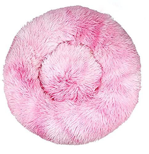 Aldenhoven Goods Hundebett Plüsch 40-120 cm Rund Katzenbett Hundekissen Katzenkissen Donut Hundekörbchen Blitzversand (Farbverlauf Pink, 40 cm)