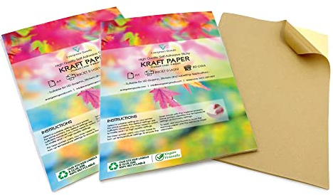 Evergreen Goods A4 Brown Self-Adhesive Kraft Sticker Paper | 100 Sheets | Inkjet & Laser Printers | 210 X 297mm | Sticky Back | HD Graphic Labelling Sticker | Use for Office, Home & Multipurpose