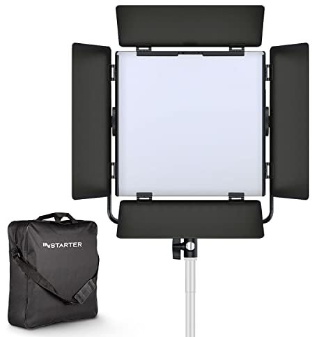 Instarter Torche LED Vidéo 60 W Aluminium Pivotable 360° Bi-Color 3200k à 7500k 4 Effets Couleur Raccord 5/8 Minette LED Youtube Streaming TikTok Éclairage Vidéo
