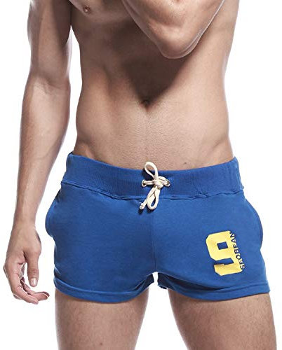 Rane Sports Herren-Shorts, sportliche Herren-Shorts, bequeme Schlafanzughose für Herren aus Baumwolle, Laufshorts für Herren mit Kordelzug und Taschen, blau, XL