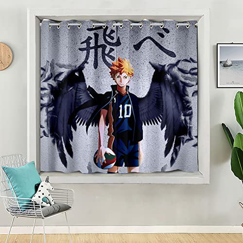 Tongyundacheng Anime Haikyuu Vorhang Raumverdunkelung Cartoon Verdunkelungsvorhang für Schlafzimmer Wohnzimmer Kinderzimmer Dekor