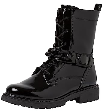 Jana Damen Stiefeletten zum Schnüren aus Kunstleder mit Schnalle Weite H Mehrweite, Schwarz (Black Patent), 39 EU
