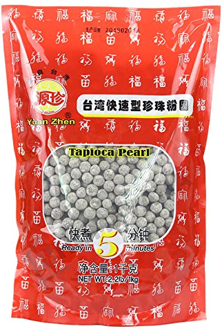Wu Fu Yuan Black Tapioca Pearls 1kg - Quick Cook Bulk Boba Bubble Tea | Fast cooking chewy boba pearls. Wholesale bulk size perfect for homemade milk bubble tea smoothies and iced drinks