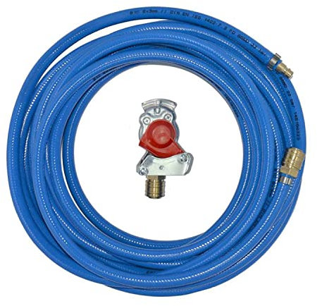 Druckluftschlauch blau mit Kupplungskopf rot ohne Ventil Werkstattanschluss, LKW, Traktor, Füllschlauch, Reifenfüllschlauch (15m DLS6x12BL m KKR-OV)