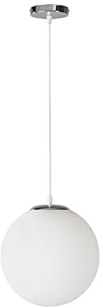 LEGZIT Lámpara Colgante de Globo Moderno,lámpara de Techo Colgante con Pantalla de Cristal Blanco,lámpara Colgante de Bola de Cristal de 1 luz,lámpara Colgante cromada para Cocina,Isla,Dormitorio,c