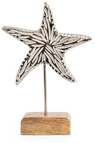 Logbuch-Verlag Seestern Stern Maritime Deko aus Metall Silber 18 cm Badezimmer Spa Wellness Dekoration mediterran