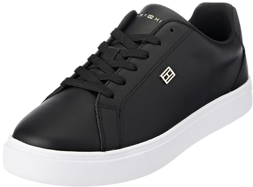 Tommy Hilfiger Essential Court Sneaker FW0FW07686, Zapatilla con Suela Cupsole Mujer, Negro (Black), 37 EU