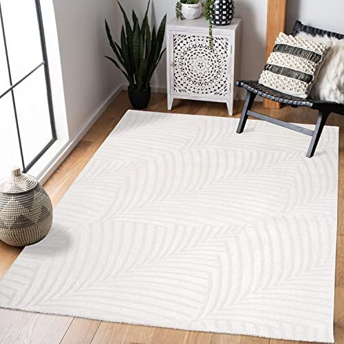carpet city Teppich Wohnzimmer 120x160 cm - Weiß - Kurzflor, 3D-Effekt, Glanzgarn - Geo-Muster, Floral - Moderne Teppiche Schlafzimmer, Flur, Esszimmer