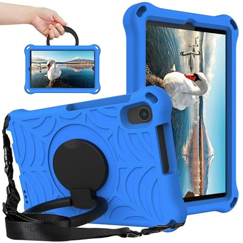 Per Huawei MatePad T8 2020 Custodia per bambini da 8 pollici, motivo ragnatela EVA schiuma, con anello maniglia stand e tracolla custodia per tablet per Huawei T8 2020 8 pollici, blu